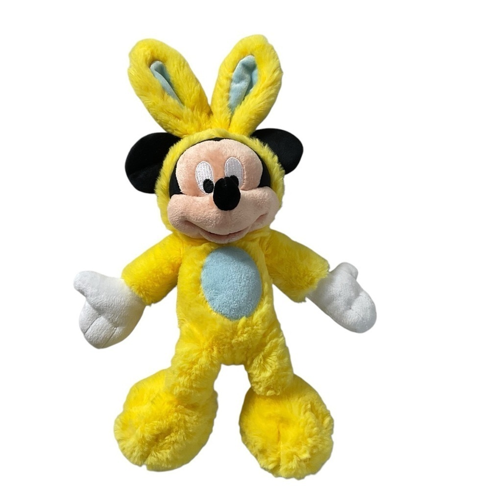 Disney Parks Mickey Mouse Plush Yellow Bunny Costume Happy Easter 11” Theme Park